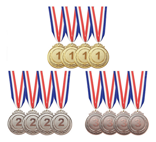 12 Pzs Medallas Deportivas Medallas De Oro/plata/bronce