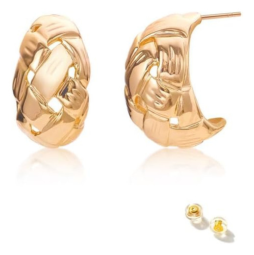 Airrty Pendientes De Aro De Oro De 18 Quilates Para Mujer, P