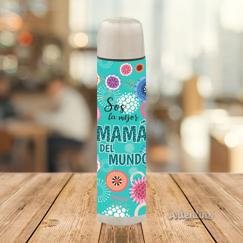 Imagen 2 de 5 de Termo Acero Bala Matero Artentino Regalo Original Mamá Madre