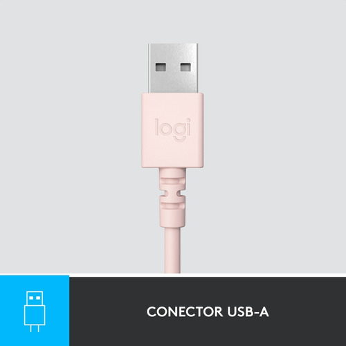 Imagen 5 de 10 de Diadema Usb Logitech H390, Mic Sin Ruido Y Controles, Rosado