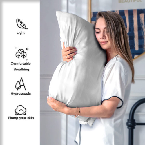 Funda Almohada Seda Tamaño Estandar Color Gris Plata 2pzs