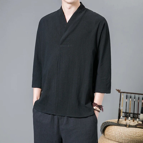 Camisa Tipo Kimono Wear Man Oriental Vlinen Para Hombre Con