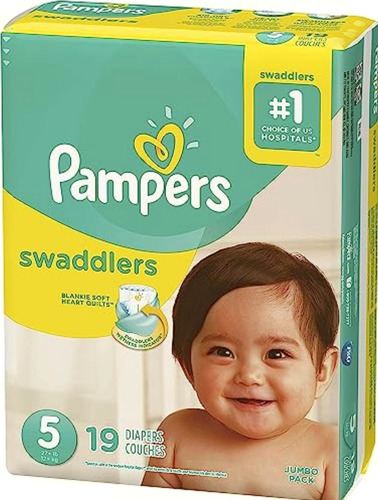 Pampers Swaddlers Pañales Etapa 5, 19 Piezas. Para Bebés