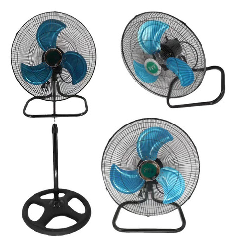 Ventilador 3 En 1 De Piso Pared Pedestal 3 Aspas Color Negro