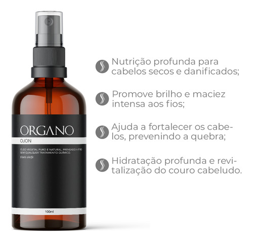 Kit Terapia Capilar ORGANO Premium - Ojon, Castor Oil, Alecrim - 100ml Cada Frasco