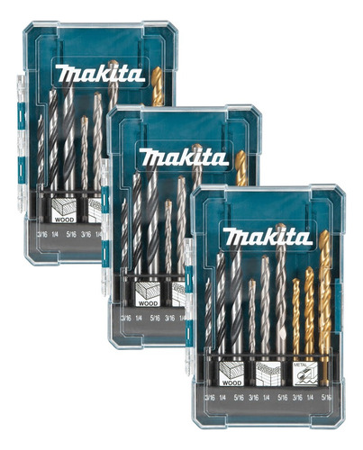 Set De 3 Kit De Brocas Para Taladro Makita