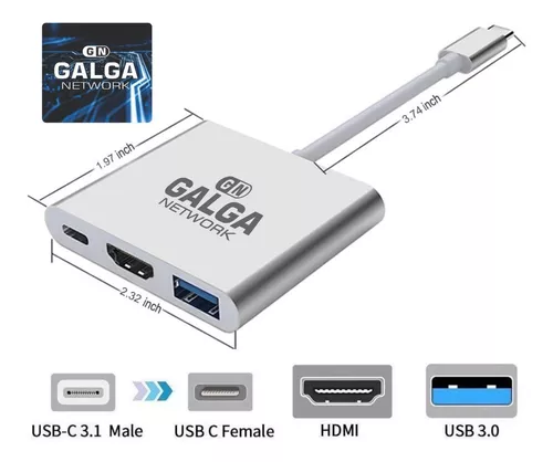 Adaptador Usb C Multipuerto A: Hdmi - Usb 3.0 - Usb C 4k