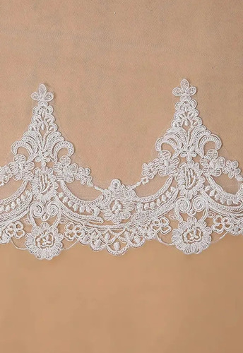 Velo De Novia Tipo Catedral Encaje De Flores Con Peine 3 M Ivory
