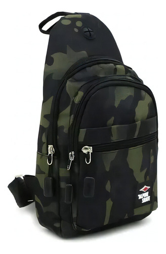 Mochila Cruzada Alpine Skate Bandolera Urbana Camuflada Color Verde Oscuro Diseño De La Tela Liso