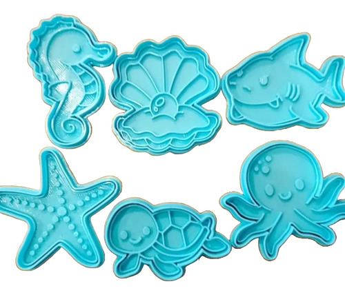 Cortante Y Sello Animales Marinos Galletitas, Fondant X6u