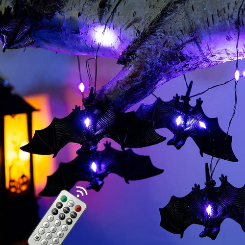 Guirnalda Halloween 30 Luces Led Murciélago Con 8 Modos