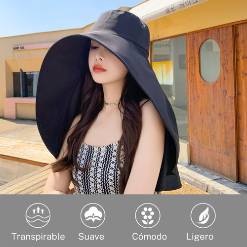 Gorro De Sol Con Forma De Chal De Ala Grande, Con Protección