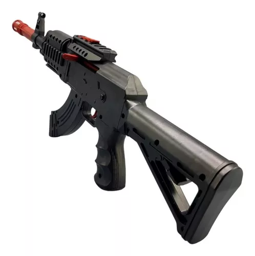 Brinquedo Metralhadora AK-47 Pressão Mola Atira Dardos 43CM - Escorrega o  Preço