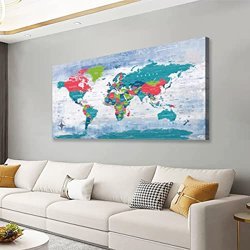 Cuadros De Mapa Mundial Lienzo Decoración De Sala, Dor...