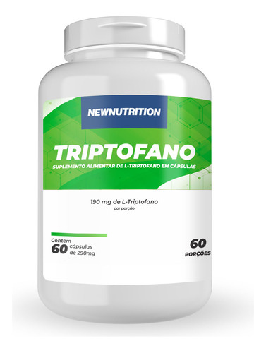 Suplemento em Cápsulas NewNutrition L-Triptofano em Pote de 34.8g 60 Cápsulas Precursor 5htp Serotonina 190mg