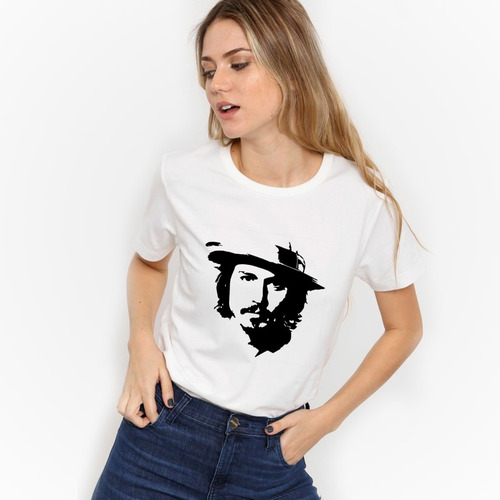 Imagen 3 de 6 de Remera Blanca Johnny Depp Hombre Mujer Niños Modal Premium