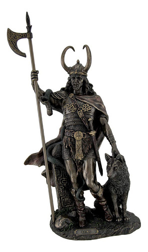 Estatua Escultural De Loki Dios Nórdico Acabado Bronce
