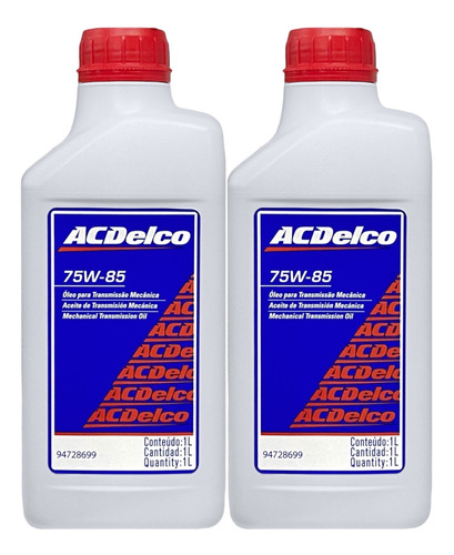 2 Oleo 75w85 Sintetico Acdelco Api Gl4 Original Gm 94728699