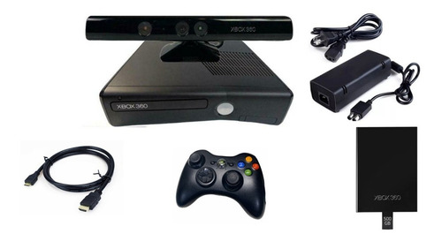 Xbox 360 Completo 1 Control 1 Kinect 200multijuegos Color Matte Black