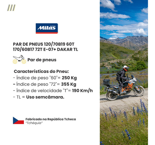 Par Pneu R 1200 Gs Tiger 1200 120/70 19 170/60 17 Mitas