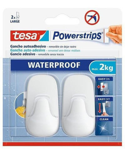 Tesa Ganchos Adhesivos Powerstrips 2kg Resistentes Agua 2un.