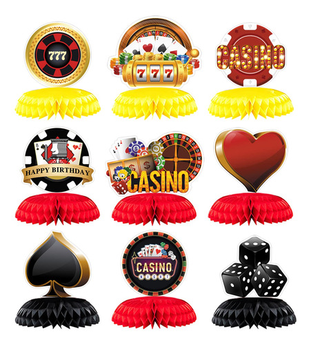 9 Pieza 3d Casino Party Honeycomb Centerpiez Poker Vega Game