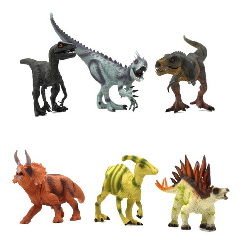 Set Dinosaurios En Caja X6 T -rex Jurassic Con Sonidos 6660