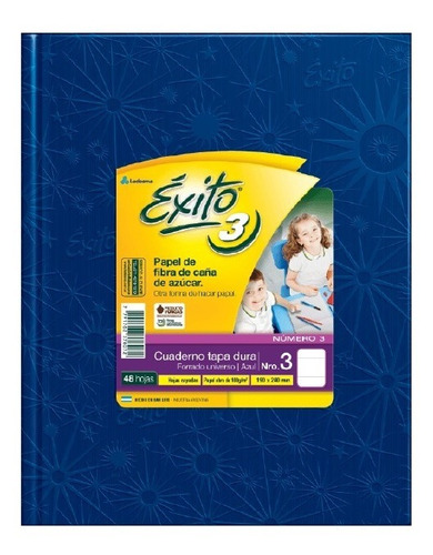 Cuaderno N°3 Rayado Forrado Azul 48 Hojas Éxito X2