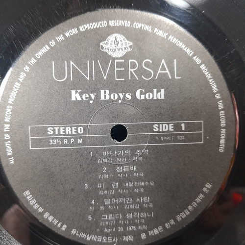 Vinil Lp Key Boys Gold 1975 K-apple 804 Importado Korea