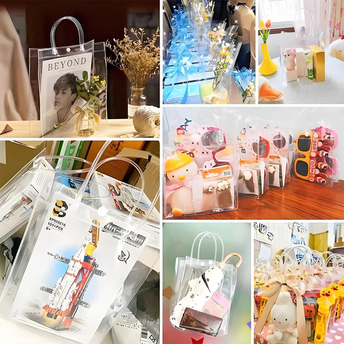 40 Bolsa Regalo Con Asa Transparentes Boda Bautizo Recuerdos
