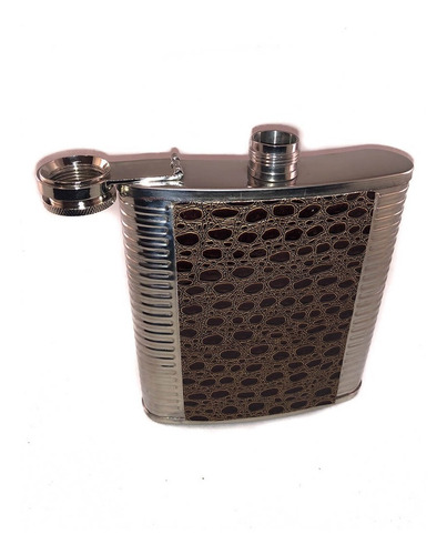 Petaca 4 Oz Cuero Marrón Claro Oscuro Negro