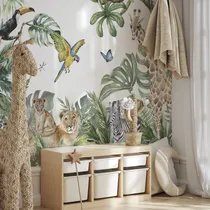 Comprar Mural Infantil Selva Con Animales Acuarela Vinilo Decorativo