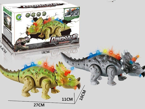 Figura De Acción Dinosaurio Triceratops Con Luz Y Sonido 