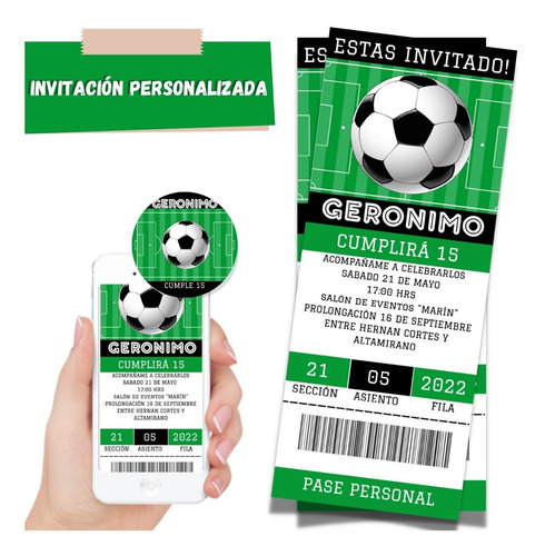 Invitación De Futbol Digital Personalizada