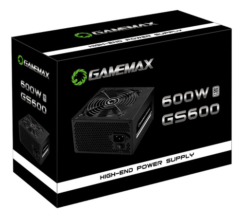 Fonte Gamemax Gs600 600w 80 Plus White Pfc Ativo Preta