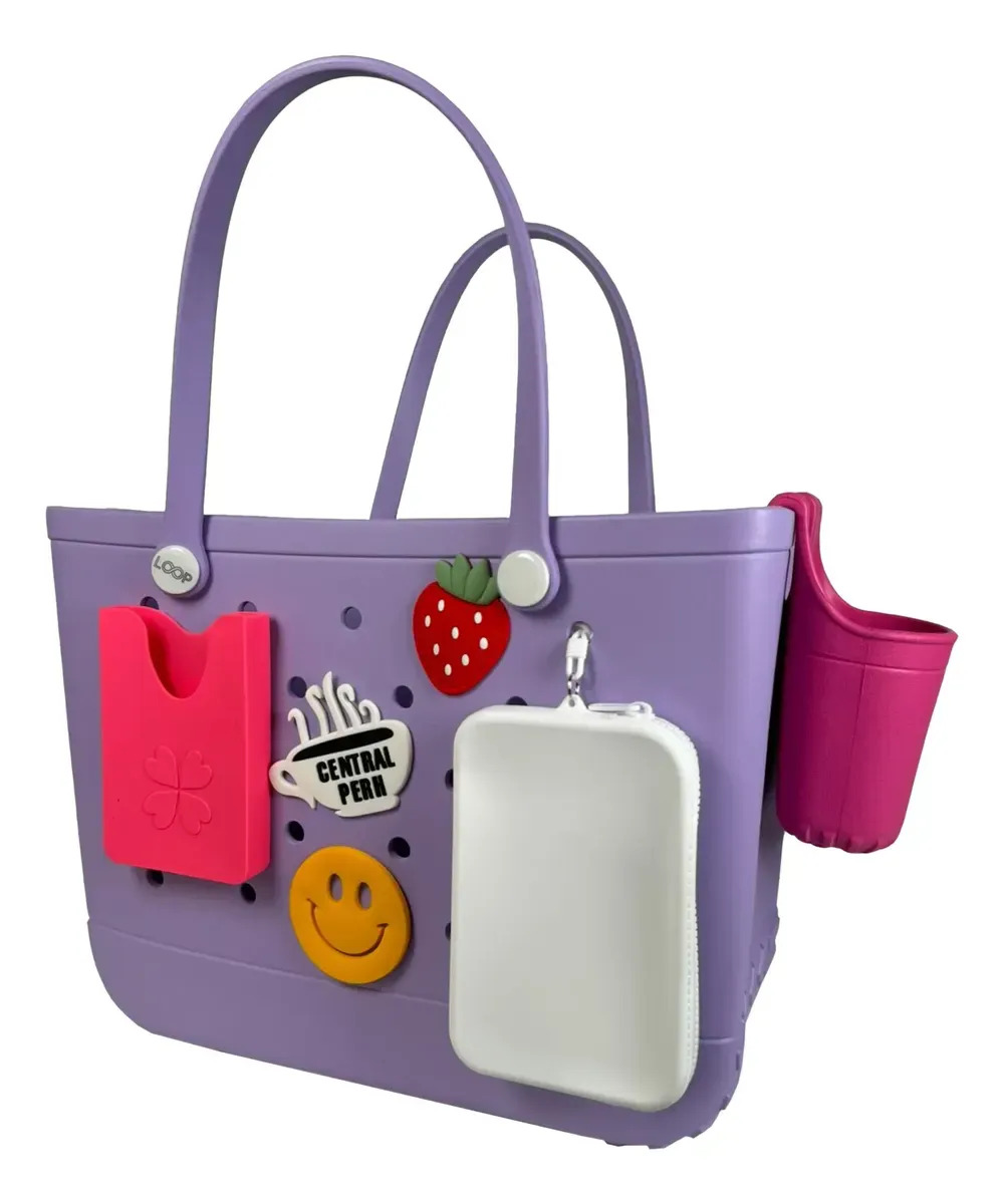 Tote Bag Playera Bolduke con Accesorios, de Goma Eva Lila