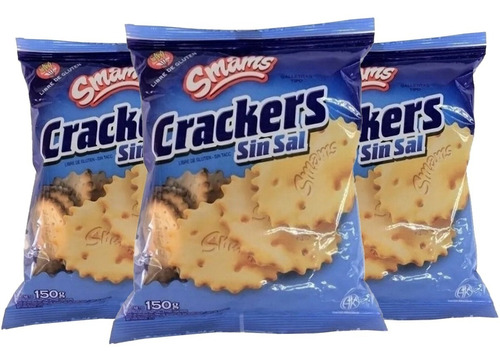 Galletitas Crackers Sin Sal Ni Tacc Kosher Smams 150 Gr X 3