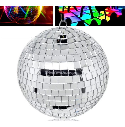 Globo Bola Espelho Vidro Refletor Rotativo 30cm Decoração