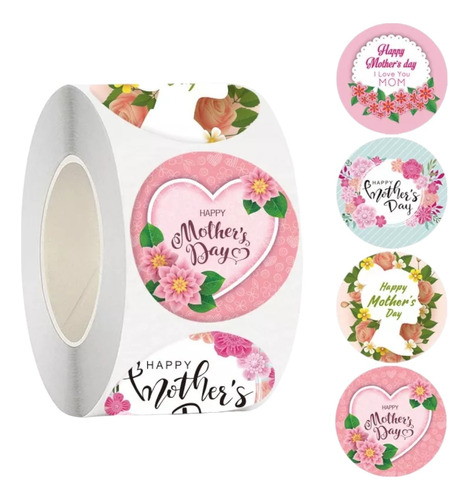 Rollo 500 Etiquetas Adhesivas Sticker Día De Las Madres Mamá