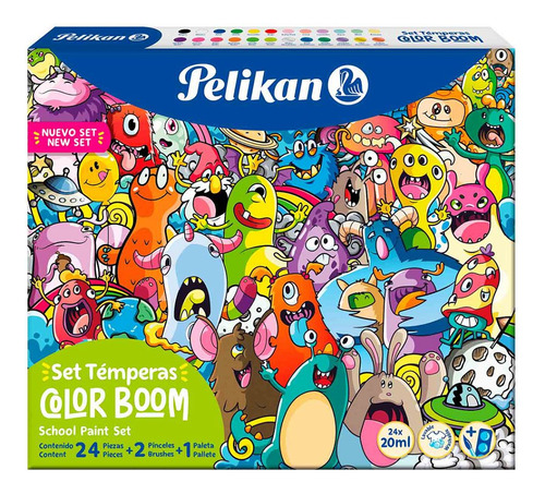 Temperas Pelikan Set Color Boom X 24 + Accesorios