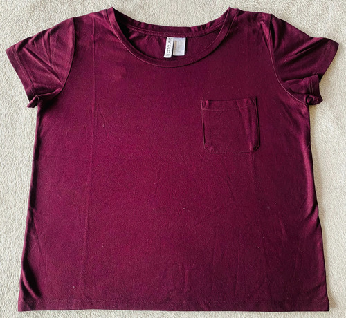 Remera H&m Bordo Con Bolsillo Para Mujer/ Adolescente 