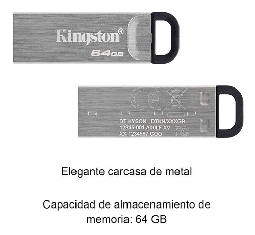 Imagen 5 de 8 de Pendrive Kingston Datatraveler Kyson 64gb Usb 3.1 Gen 1 Ade
