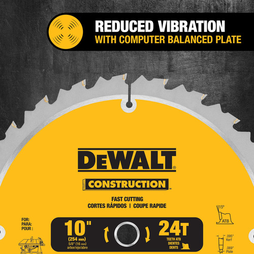 Hoja De Sierra Dewalt Dw3112 24t, 10 Pulgadas, Para Ingletad