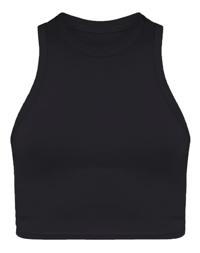 Imagem 2 de 2 de Cropped Feminino Básico Regata Gola Halter
