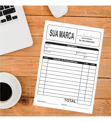 20 Blocos Talão Pedido/orçamento Personalizado 14x10 2000fls