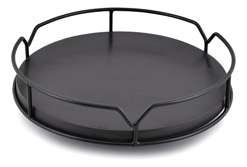 Edhas Organizador De Madera De Acacia Negro Lazy Susan Con B