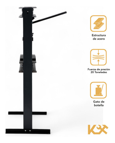 Prensa Hidráulica 20 Ton Gato De Botella Y Placas Estructura Acero Reforzado Rango De Trabajo 30-950 Mm Forma En H Herramienta Taller Mecánico Automotriz Uso Rudo Industrial Kingsman