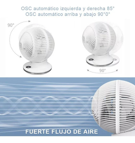 Ventilador De Piso Giratorio Portátil Cm-top Aspas Plástico Con 12 Velocidades 4 Modos Control Remoto Temporización Blanco
