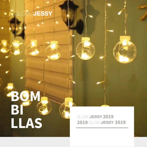 Imagen 7 de 10 de Cascada Bola Cristal 108led 12und Amarilla O Blanca