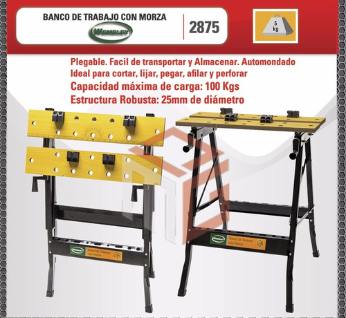 Imagen 3 de 4 de Banco De Trabajo Plegable 100kg Mesa Carpintero Wembley Cod. 2875 Dgm
